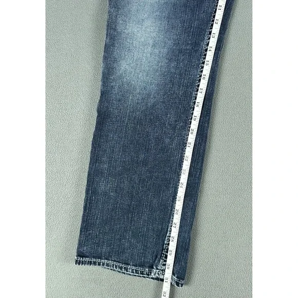 BKE Jeans Mens 32x31 Blue Jake Straight Whiskered Distressed Thick Stitch Denim - Picture 6 of 11